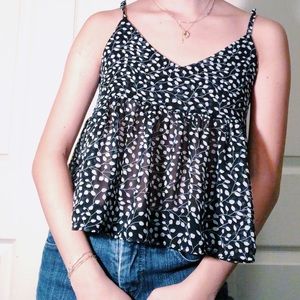 Cutest Black/White Flowy Tank Top
